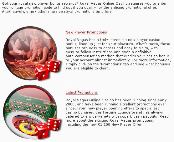 Royal Vegas Casino bonuses